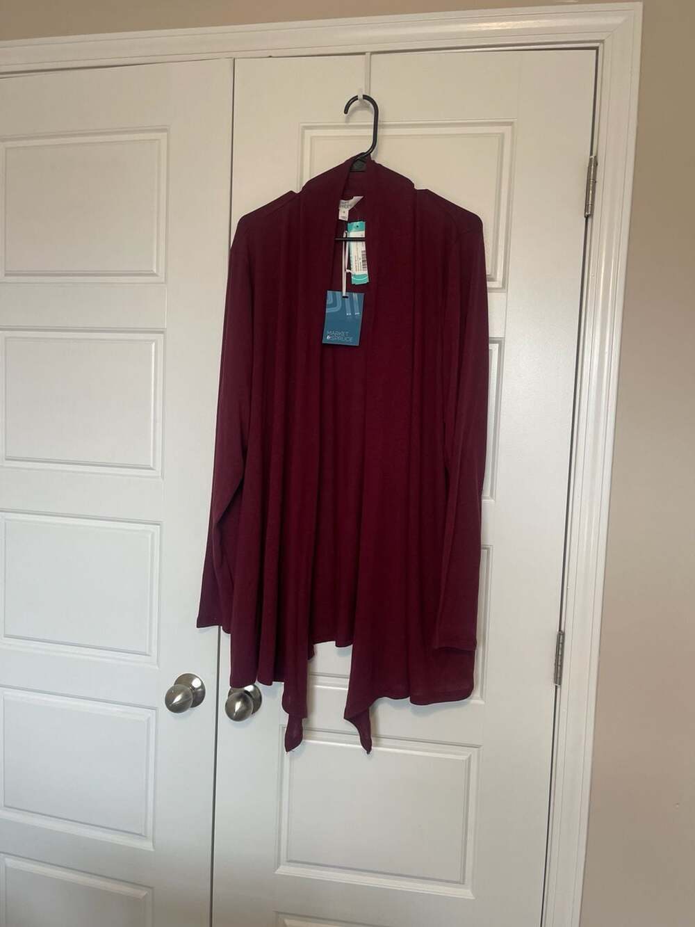Market & Spruce Abrianna Long Sleeve Knit Cardigan in Burgundy Size 3X